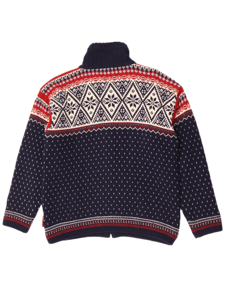 Męski sweter rozpinany Campagnolo, duży, granatowy, wełna Fair Isle