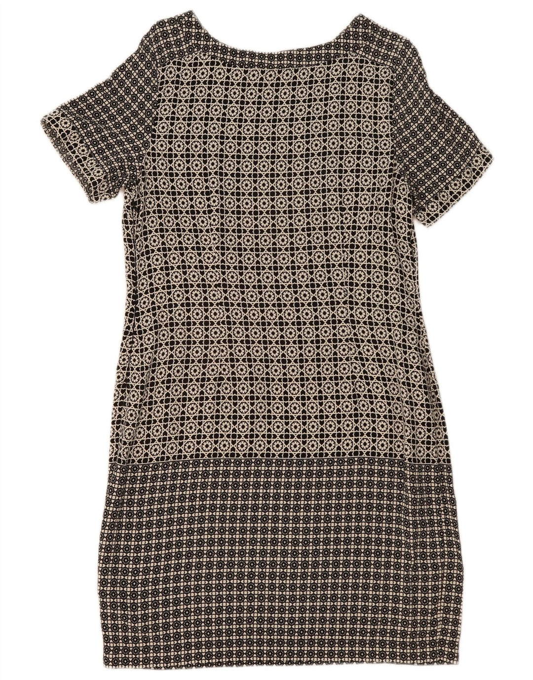MARKS & SPENCER Damska sukienka typu shift UK 14, duża, czarna, geometryczna wiskoza