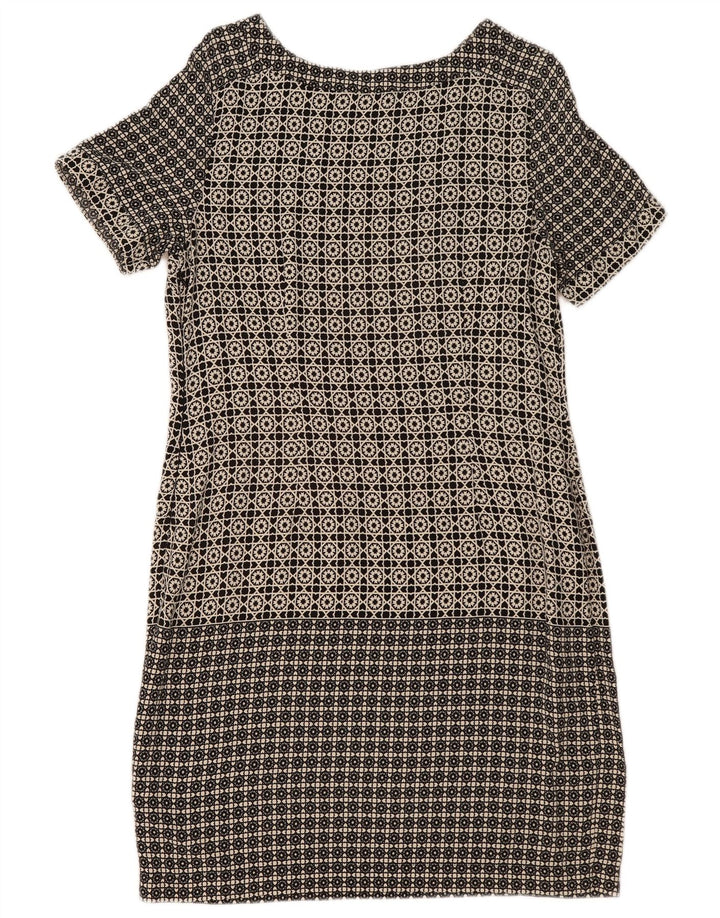 MARKS & SPENCER Damska sukienka typu shift UK 14, duża, czarna, geometryczna wiskoza
