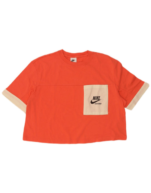 Damski T-shirt Nike Crop Graphic Top UK 14 Średnio-pomarańczowy, bawełniany blok kolorów