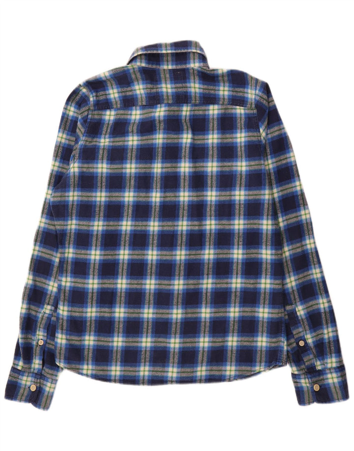 HOLLISTER Mens Flannel Shirt Large Blue Check Cotton