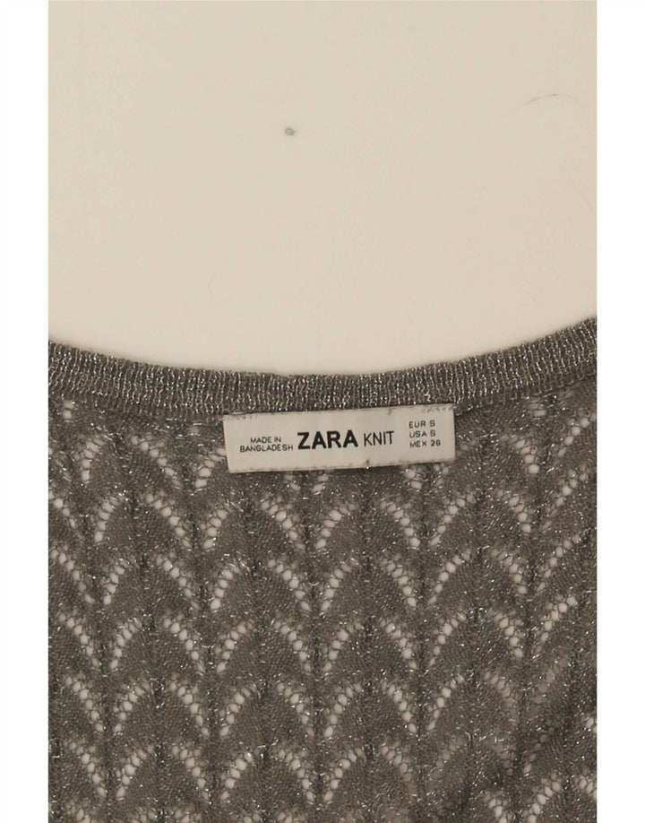 Damska kamizelka na szydełku Zara UK 8 Small Grey