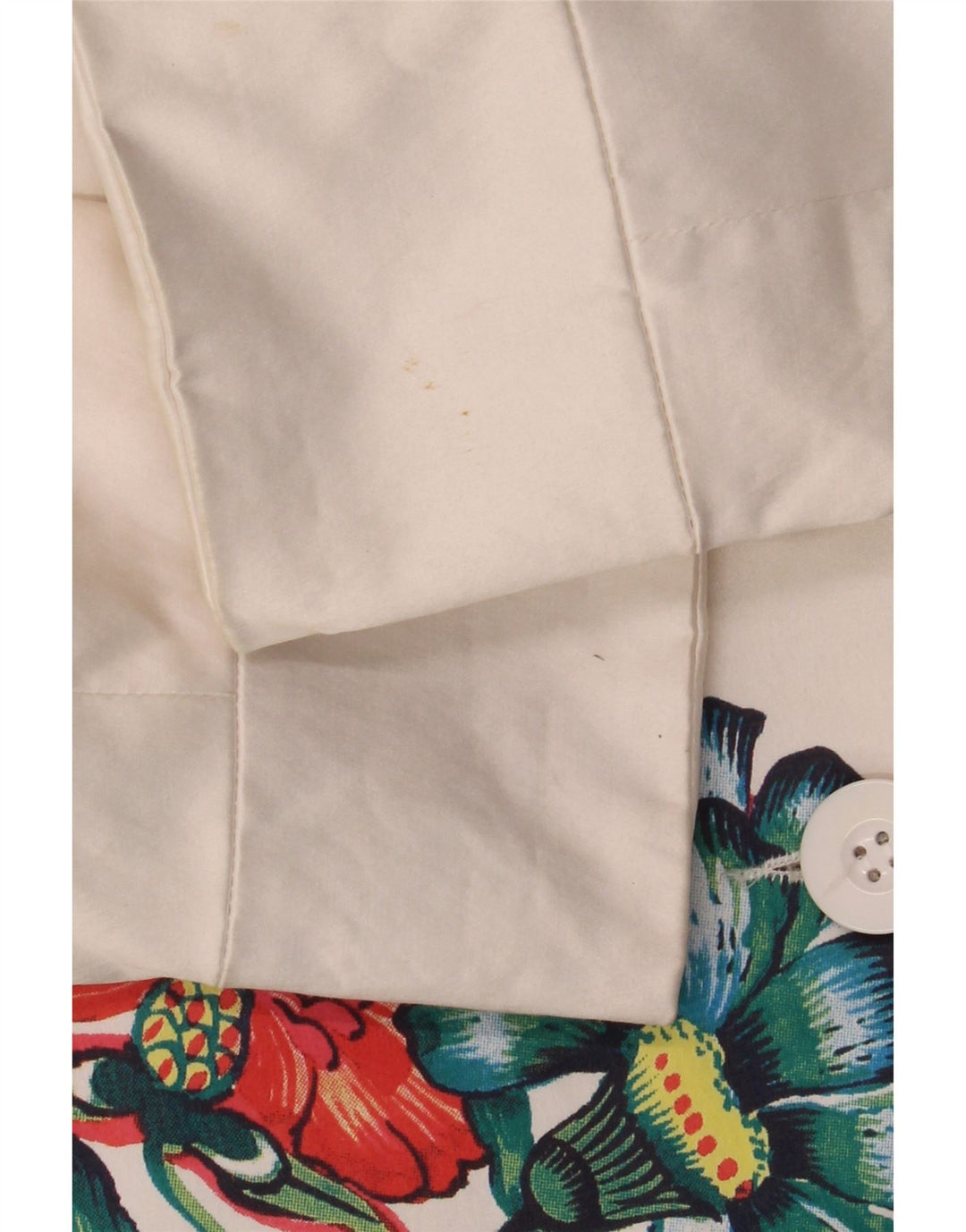 Desigual damski płaszcz graficzny EU 48 2XL z białej bawełny w kwiaty