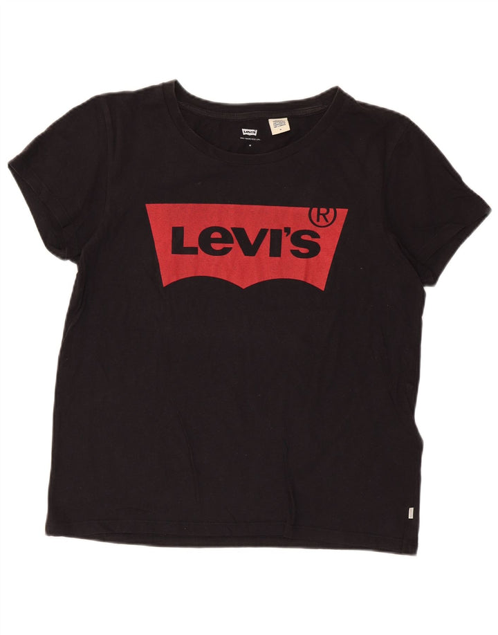 Damska koszulka z grafiką Levi's Top UK 14, średnia czarna bawełna