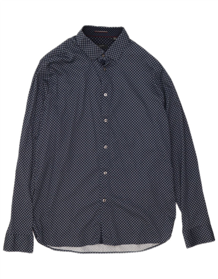 Koszula męska Ted Baker, rozmiar 5 XL, granatowa, z geometrycznej bawełny