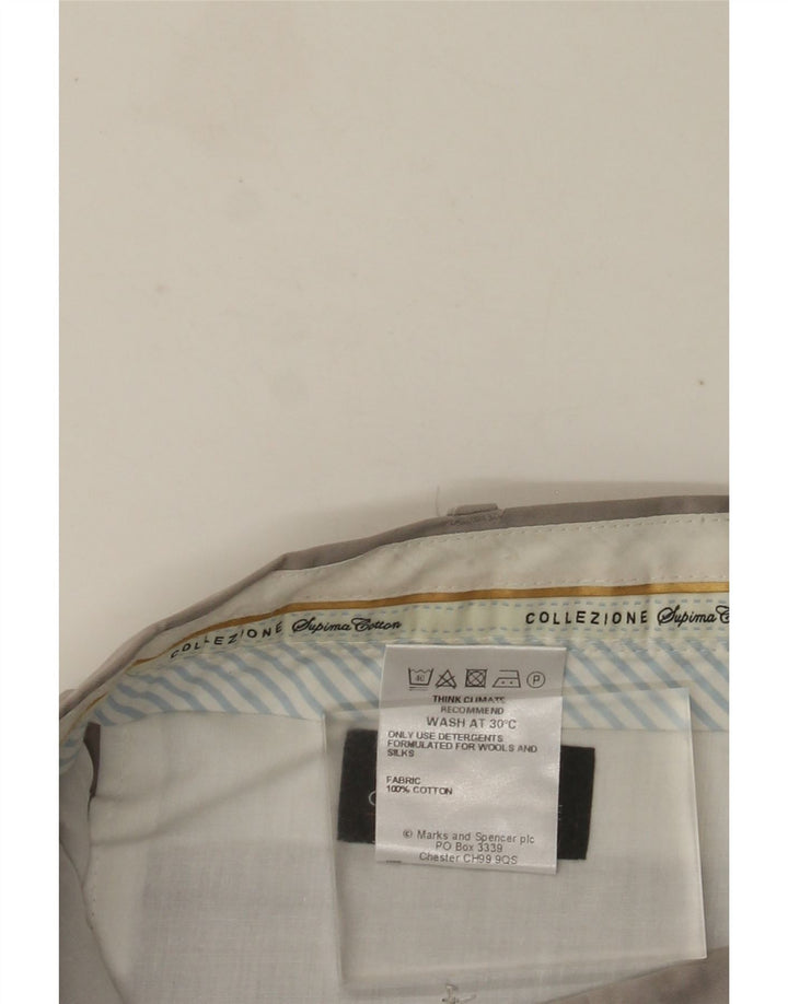 Męskie proste spodnie garniturowe MARKS & SPENCER W36 L31 Szara bawełna