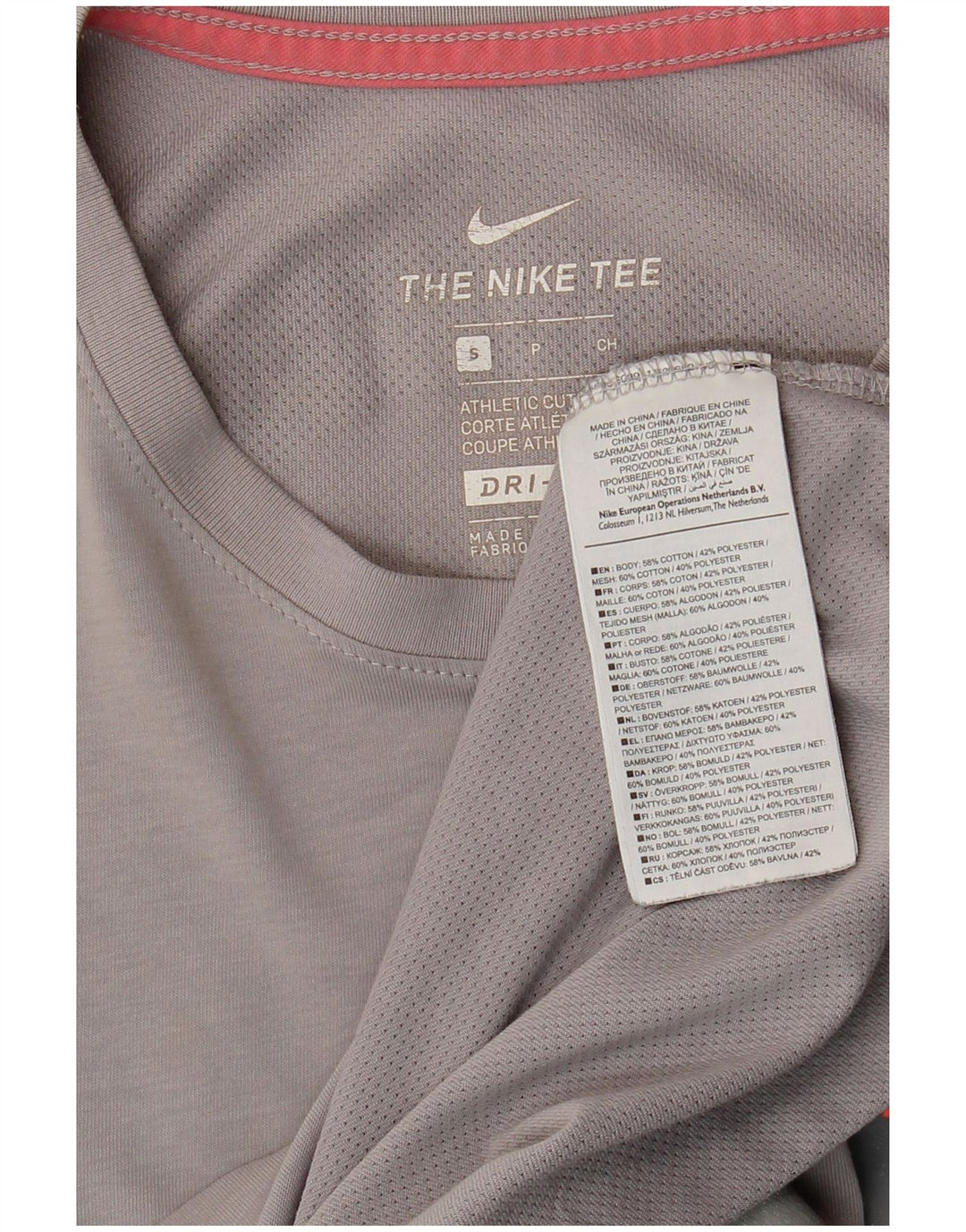 Męska koszulka Nike Dri Fit z grafiką z długim rękawem, mała, szara, bawełniana