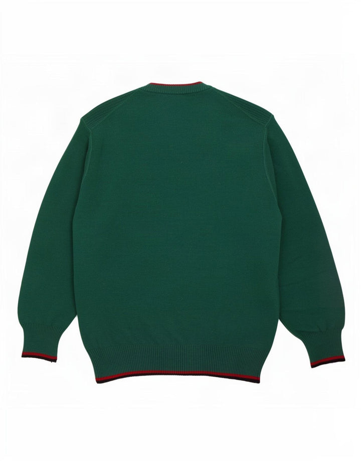 Męski sweter z okrągłym dekoltem w stylu vintage, duży, zielony