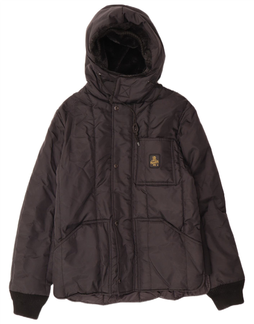 Męska ocieplana kurtka z kapturem Refrigiwear UK 52, duża, czarna, zimowa z poliamidu