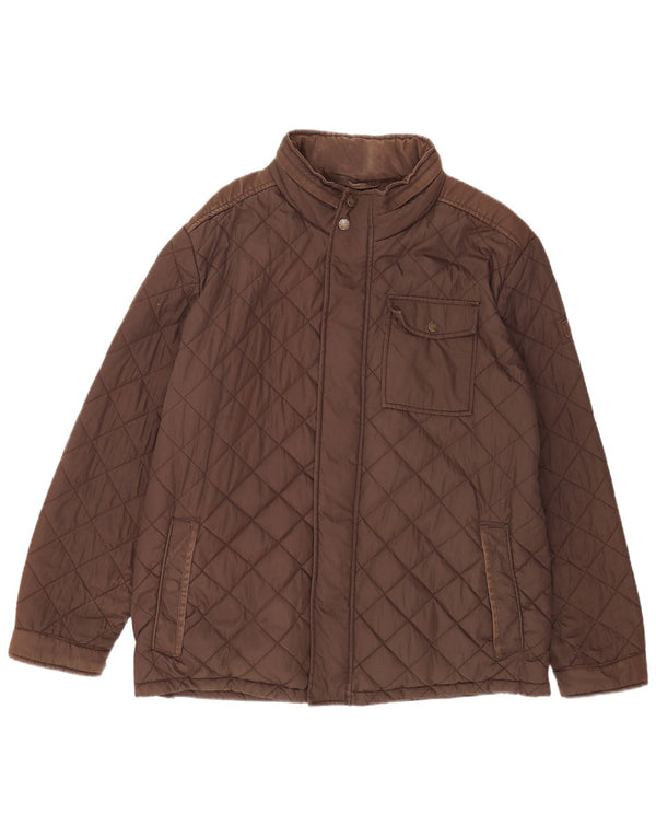 Męska pikowana kurtka z kapturem Fat Face UK 42 XL, brązowa, bawełniana