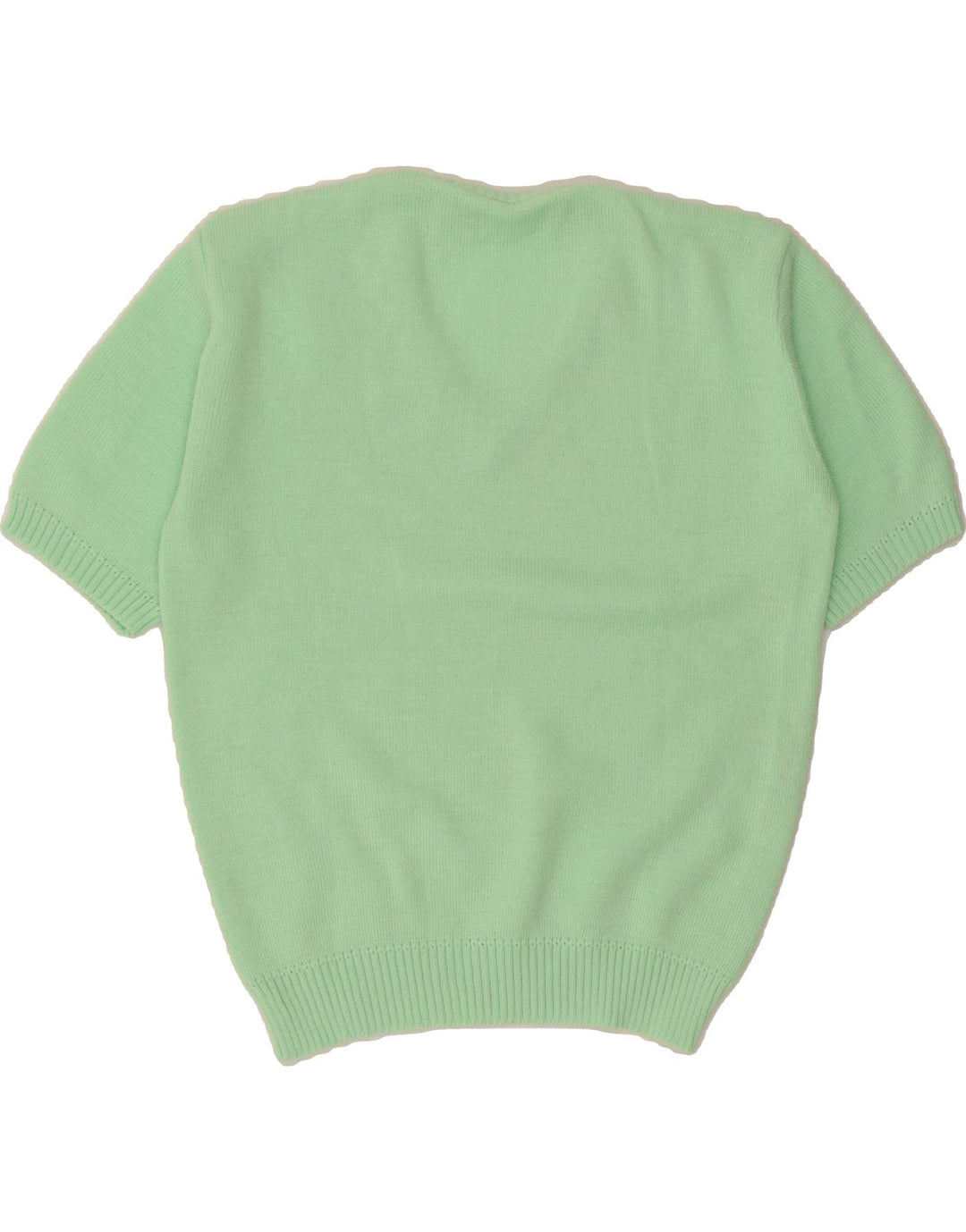 VINTAGE Womens Abstract Pattern V-Neck Jumper Sweater UK 14 Medium Green Vintage Vintage and Second-Hand Vintage from Messina Hembry 