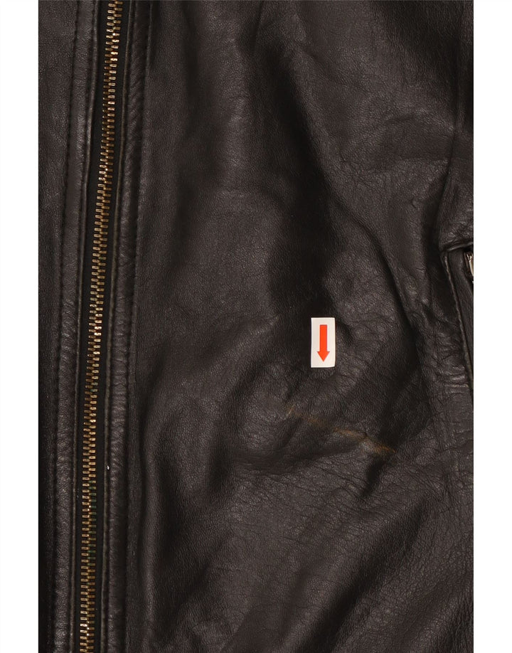 Vintage męska skórzana kurtka racer IT 54 XL czarna skóra