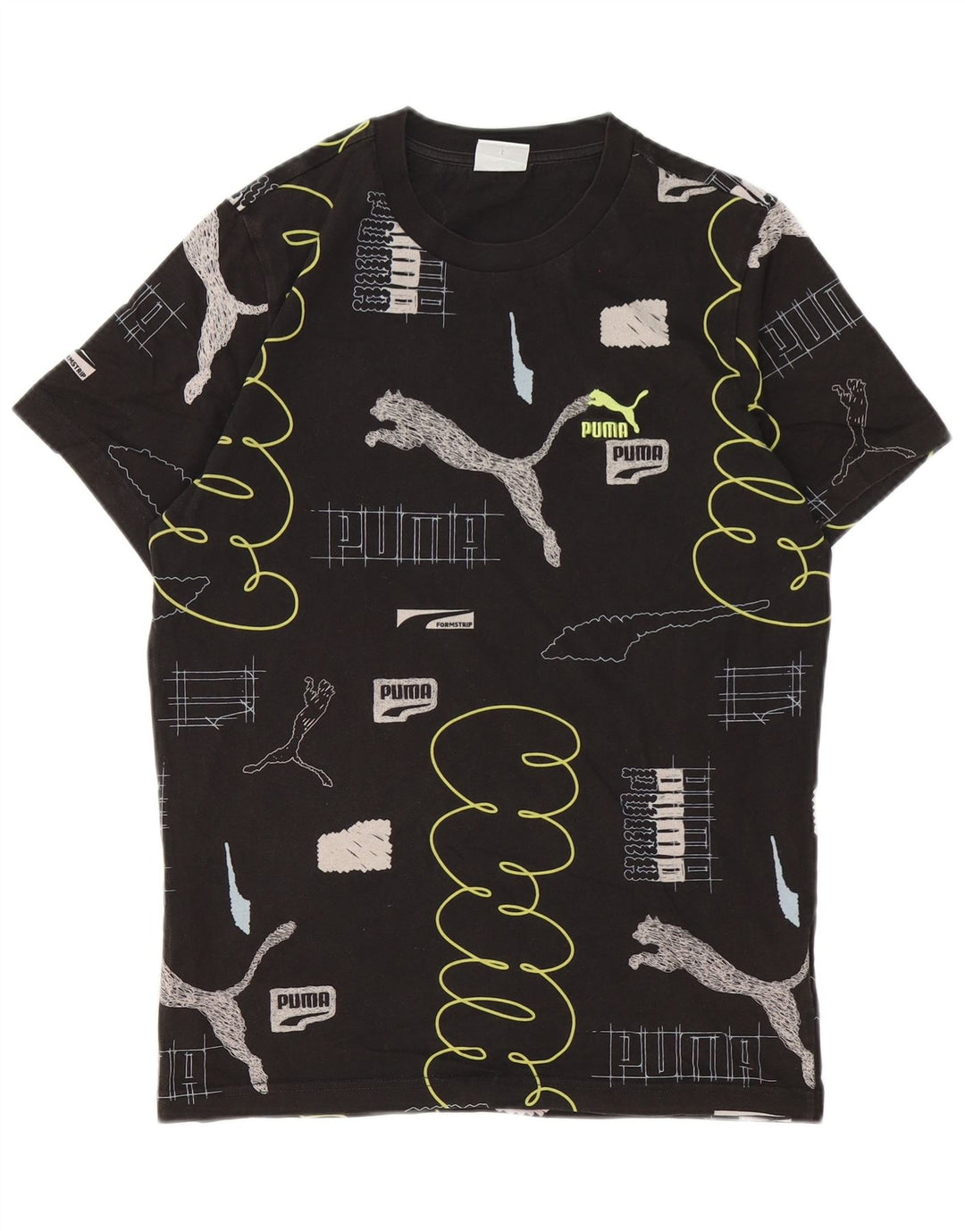 Męski T-shirt z grafiką Puma, mały, czarny, bawełniany