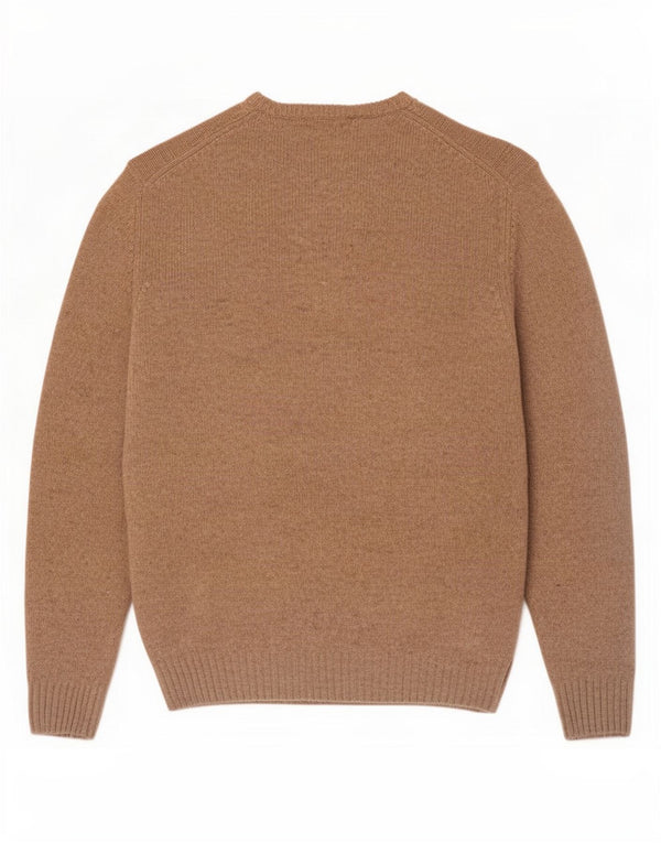 Marlboro Classics Męski sweter z okrągłym dekoltem, duży, beżowy, z owczej wełny