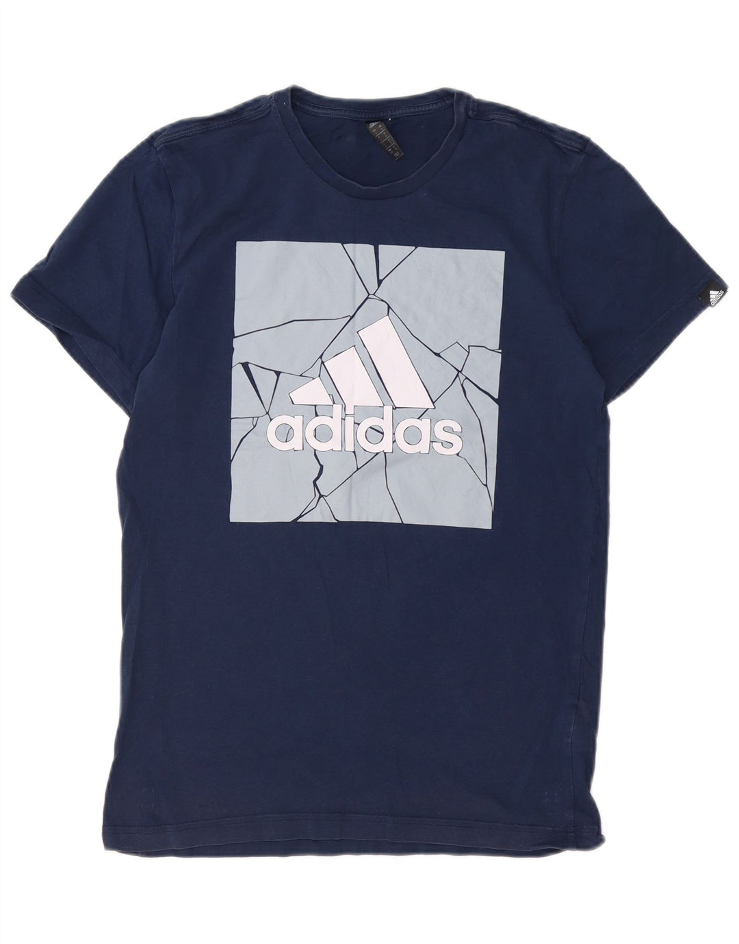 Męska koszulka z grafiką ADIDAS, mała, granatowa, bawełniana