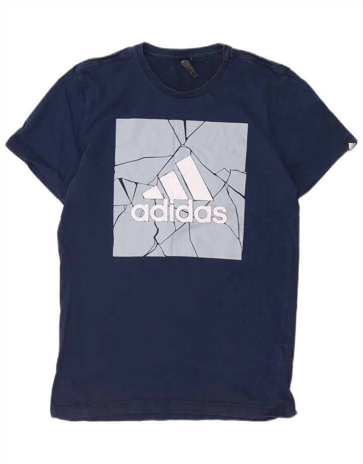 Męska koszulka z grafiką ADIDAS, mała, granatowa, bawełniana