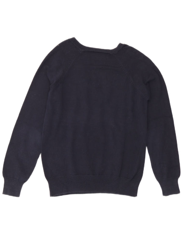 Sweter damski Zara z dekoltem w kształcie litery V, UK 14, duży granatowy Argyle/Diament