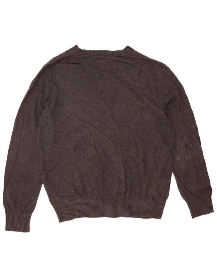Męski sweter Eddie Bauer z dekoltem w kształcie litery V, średnioszary, bawełniany w cętki