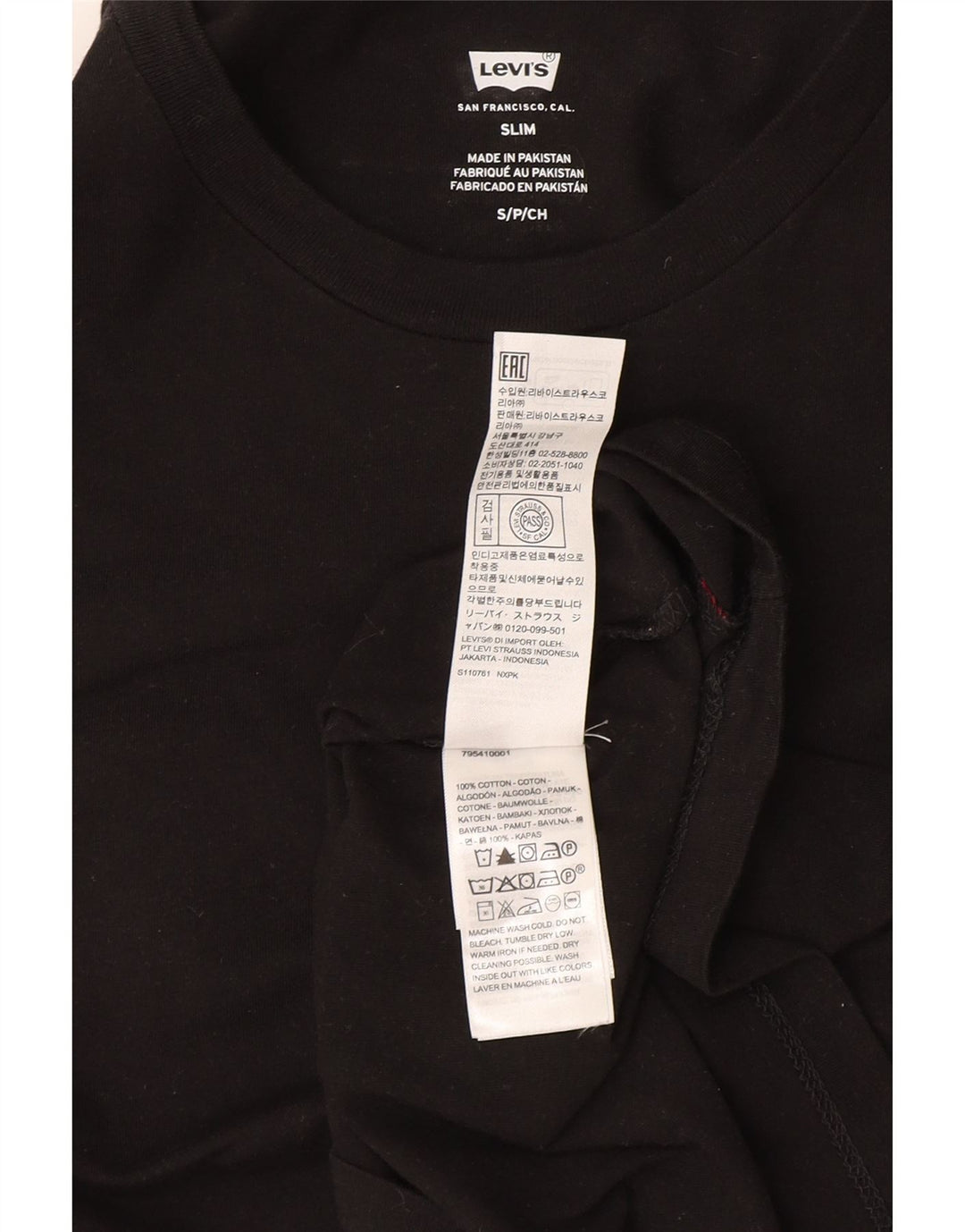 Męski T-shirt Levi's Slim Fit, mały, czarny, bawełniany