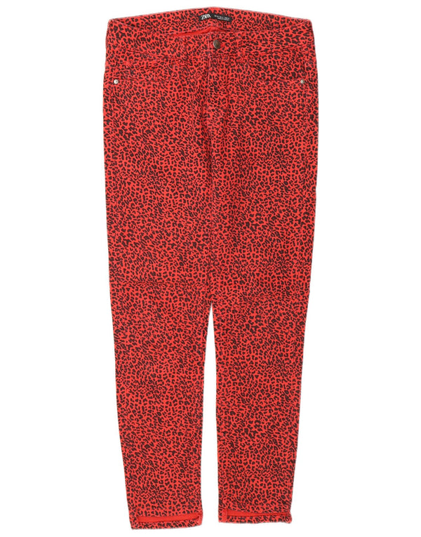 Zara Womens Slim Jeans EU 38 Small W28 L28 Red Animal Print