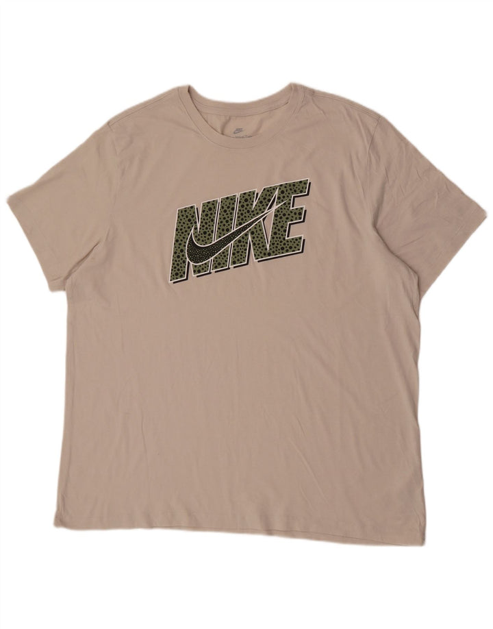 Męska koszulka z grafiką Nike Top 2XL, beżowa, bawełniana