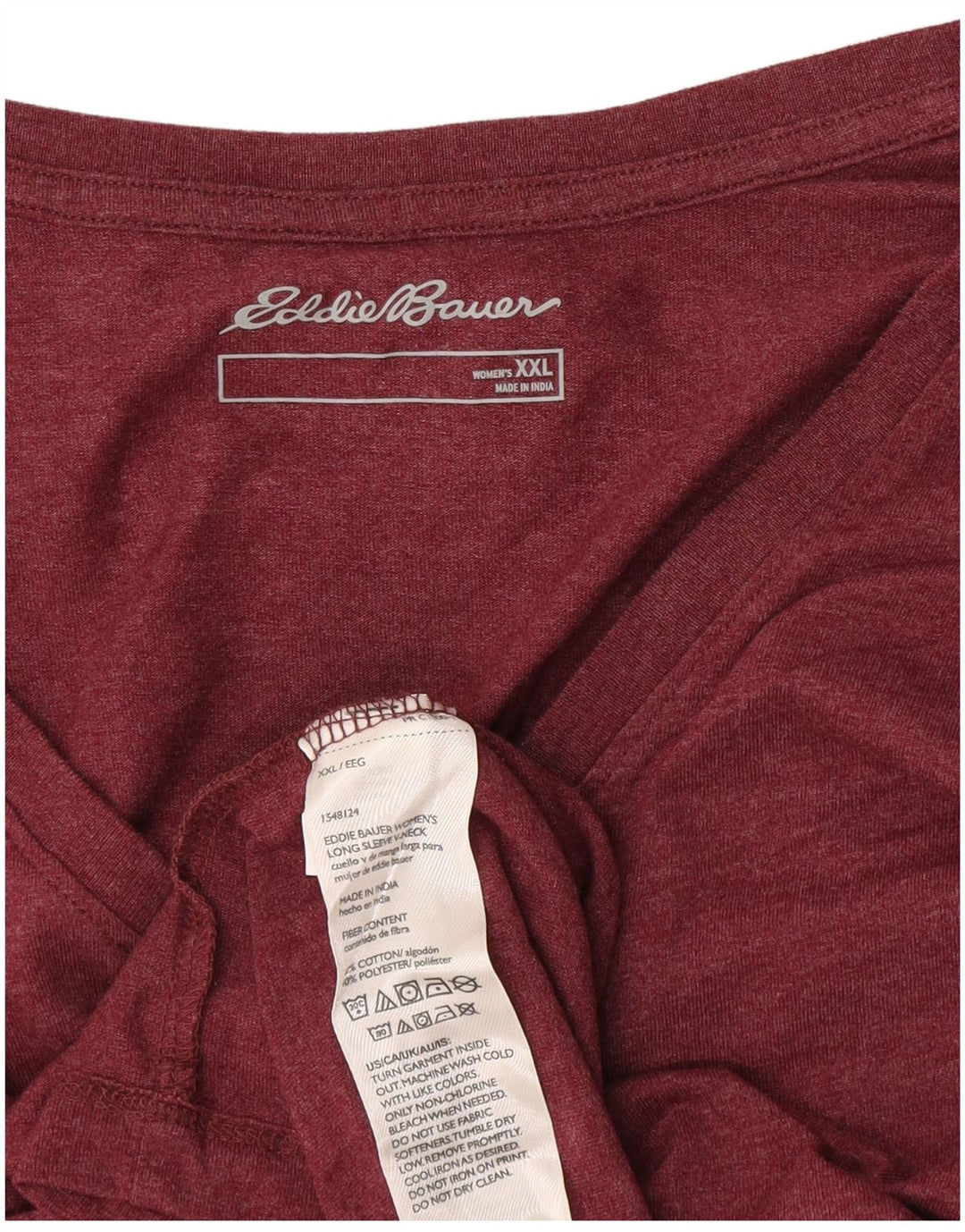 Damski top z długim rękawem Eddie Bauer UK 20 2XL Burgundowa bawełna