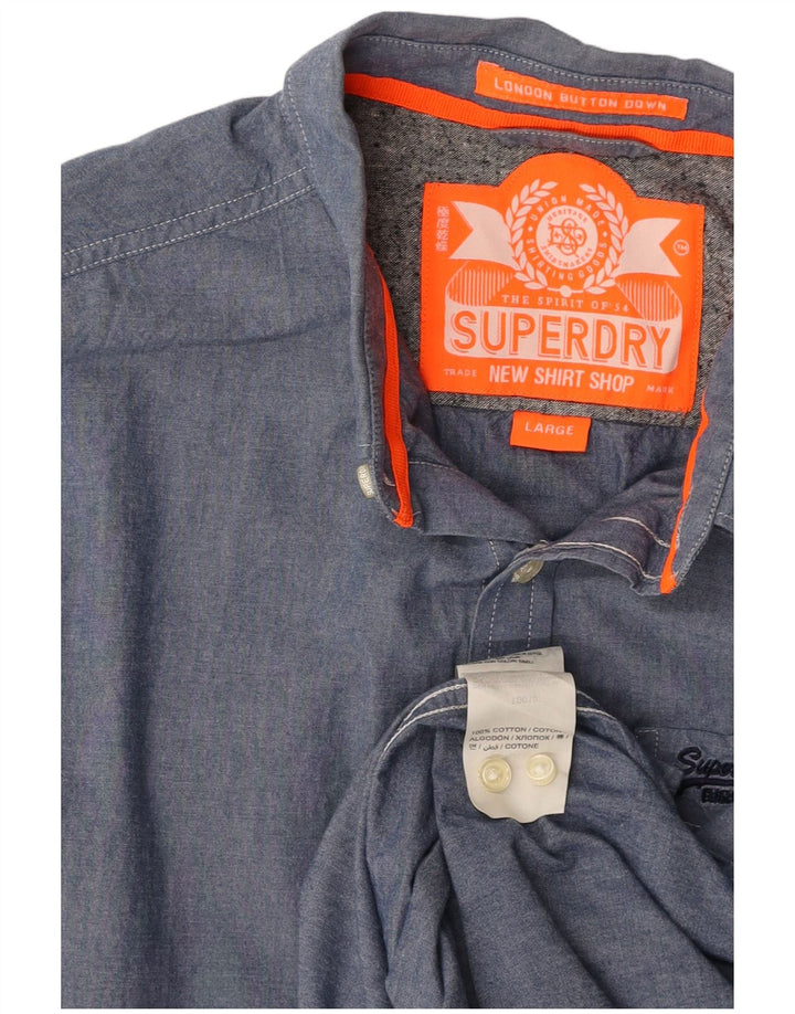 SUPERDRY Koszula męska, duża, niebieska, bawełniana