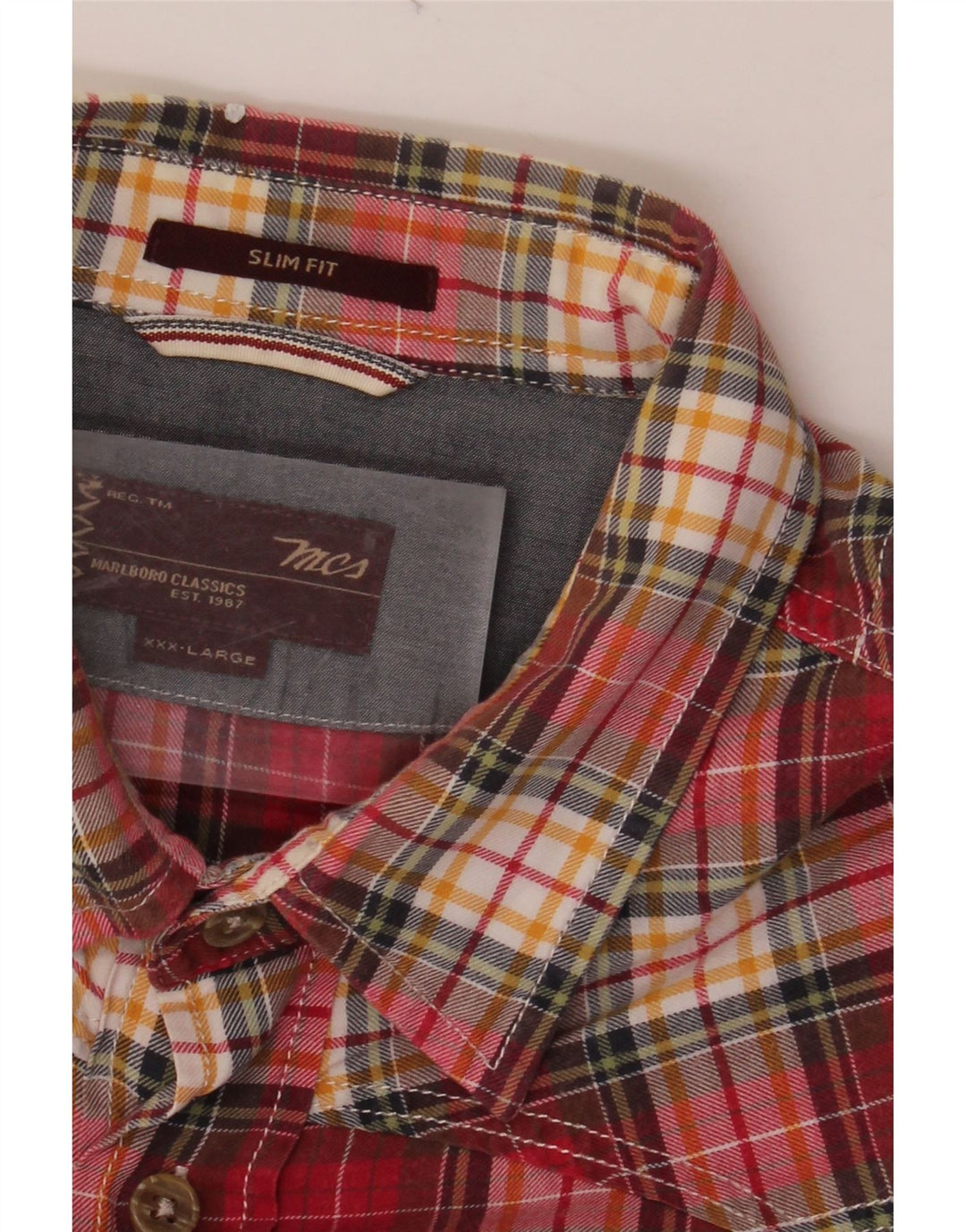 MARLBORO CLASSICS Męska koszula flanelowa slim fit 3XL w czerwoną kratkę