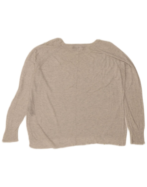 Damski sweter Zara z dekoltem w łódkę UK 16, duży, szary, nakrapiany wiskoza