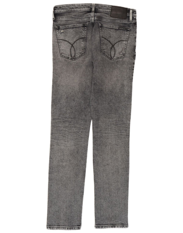 Damskie jeansy Calvin Klein w trudnej sytuacji, zwężane, proste W30 L32, szara bawełna
