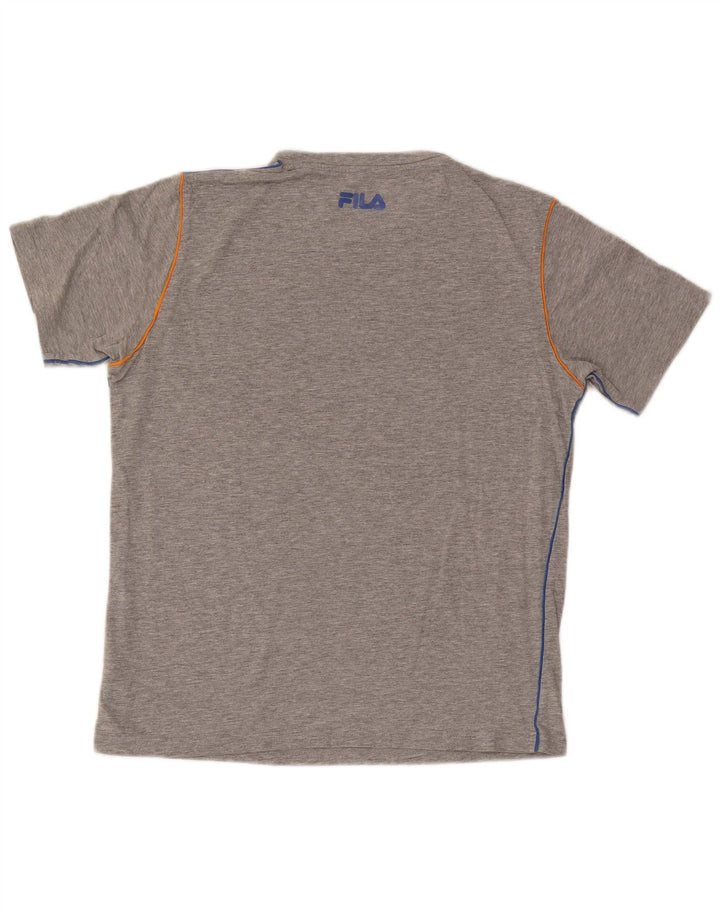 Męski T-shirt Fila z grafiką, średnioszary, bawełniany w cętki