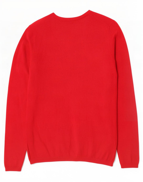 Sweter damski Tommy Hilfiger z dekoltem w kształcie litery V, UK 10, mały, czerwony, bawełniany