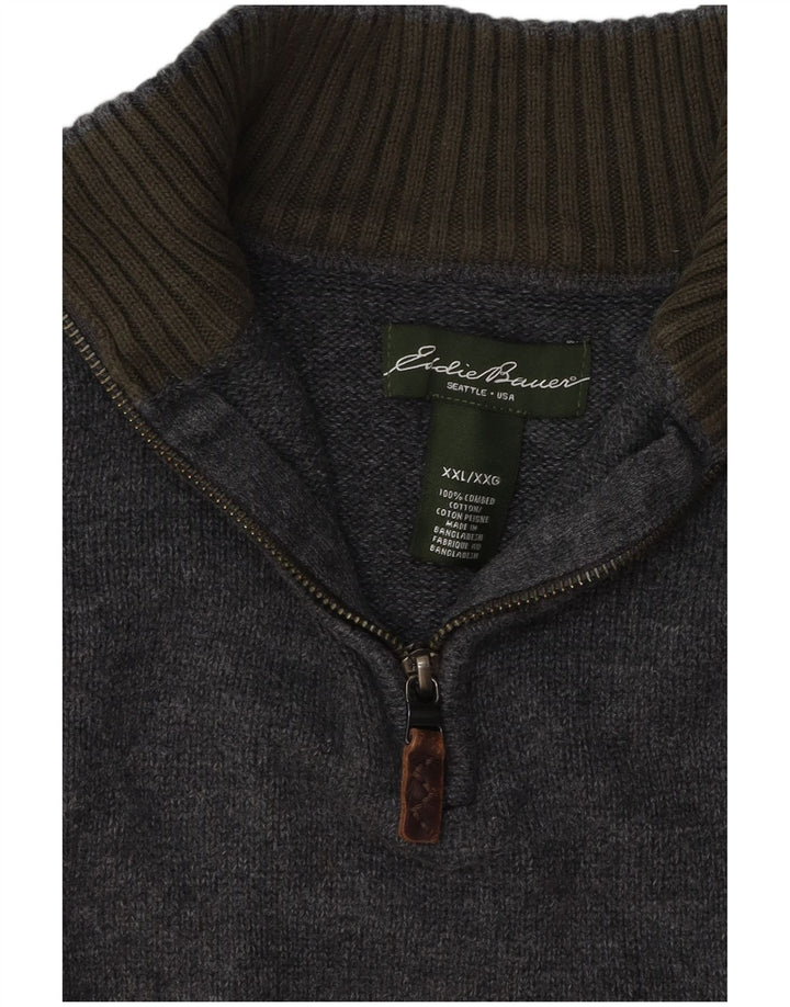 EDDIE BAUER Męski sweter zapinany na zamek, 2XL, granatowy, bawełniany