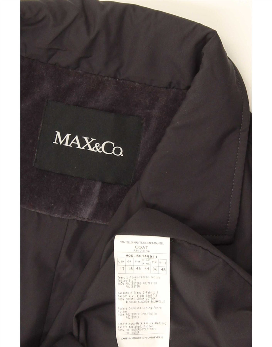 Max & Co. Płaszcz damski UK 16, duży, granatowy, poliester