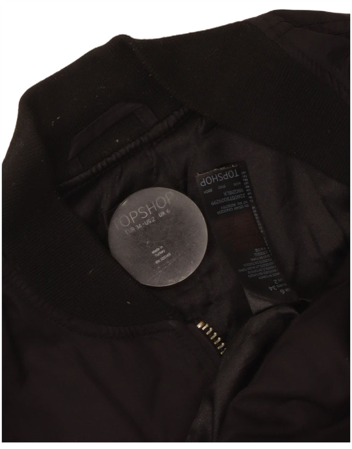Damska kurtka bomberka oversize Topshop UK 6 XS, czarna, poliester