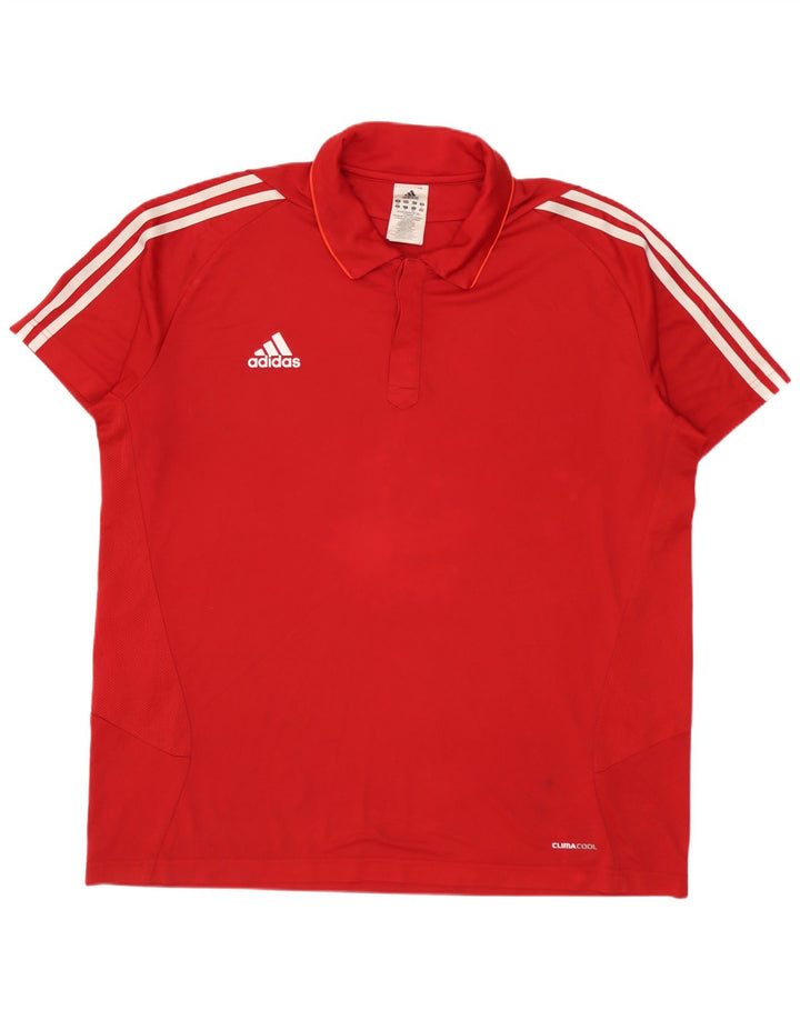 Adidas Męska koszulka polo Climacool IT 50/52 2XL Czerwony poliester z blokami kolorów