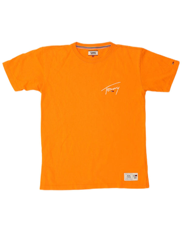 Męski T-shirt z grafiką Tommy Hilfiger, mały, pomarańczowy, bawełniany