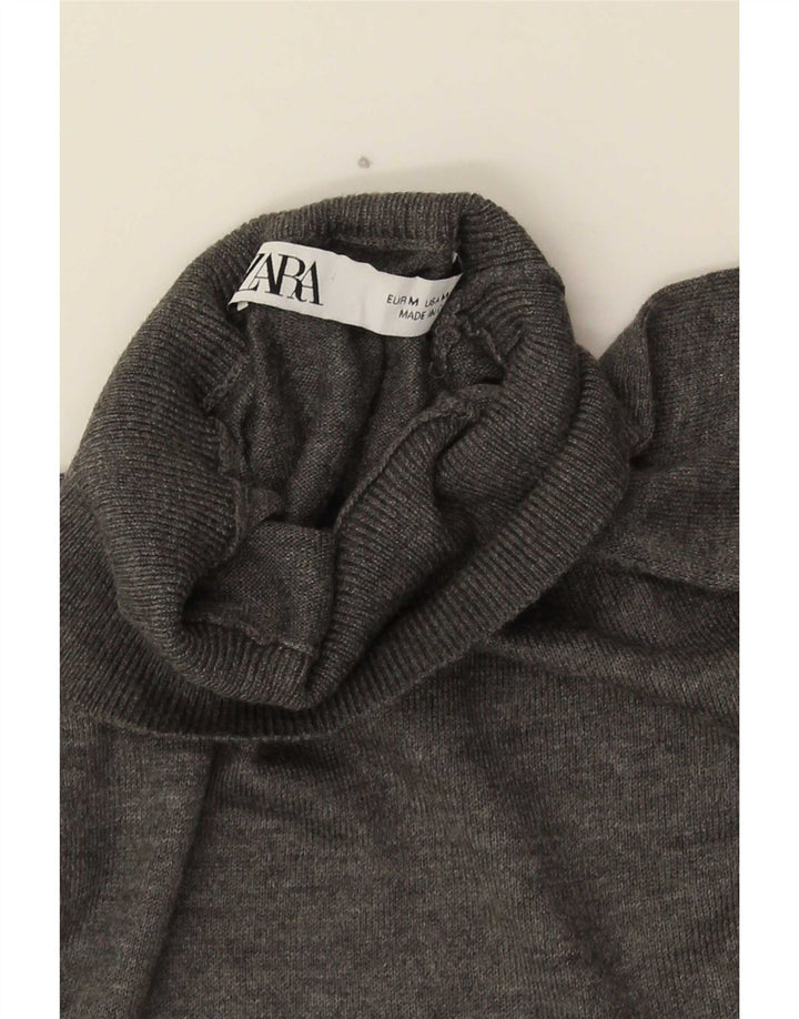 Damski sweter oversize z golfem Zara UK 14, średni szary