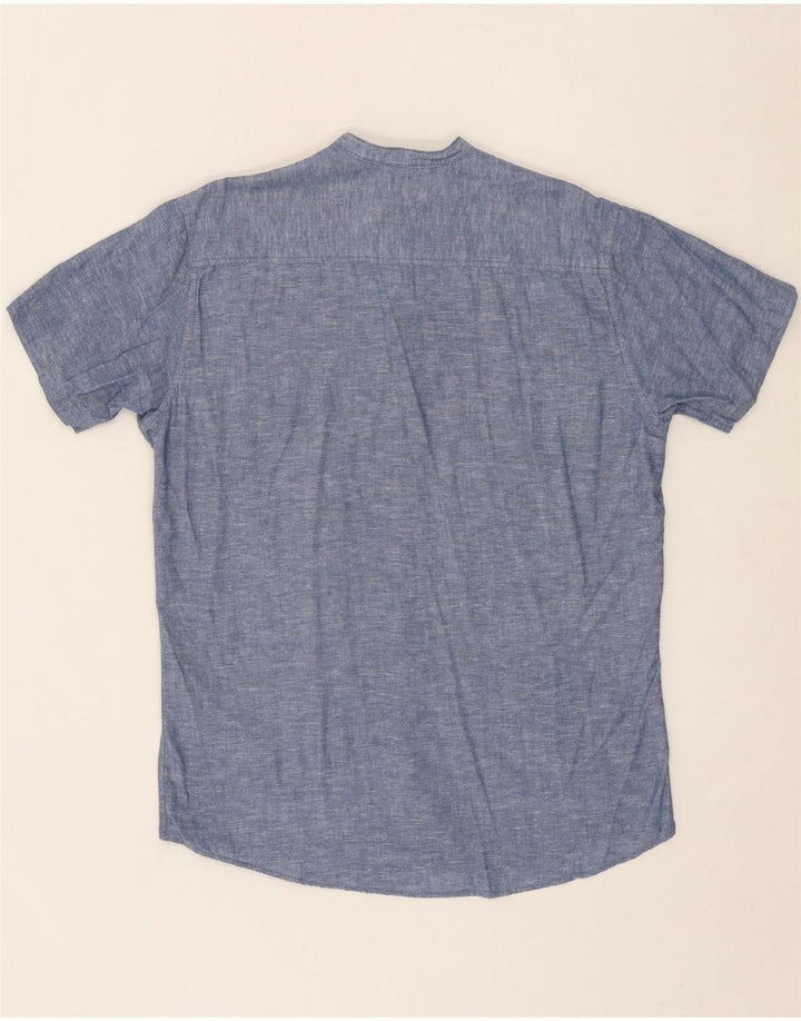 JACK & JONES Mens Premium Slim Short Sleeve Shirt Medium Blue Cotton Vintage Jack & Jones and Second-Hand Jack & Jones from Messina Hembry 