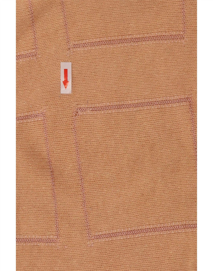 Vintage damski sweter z wywijanym dekoltem IT 44 średni różowy geometryczny