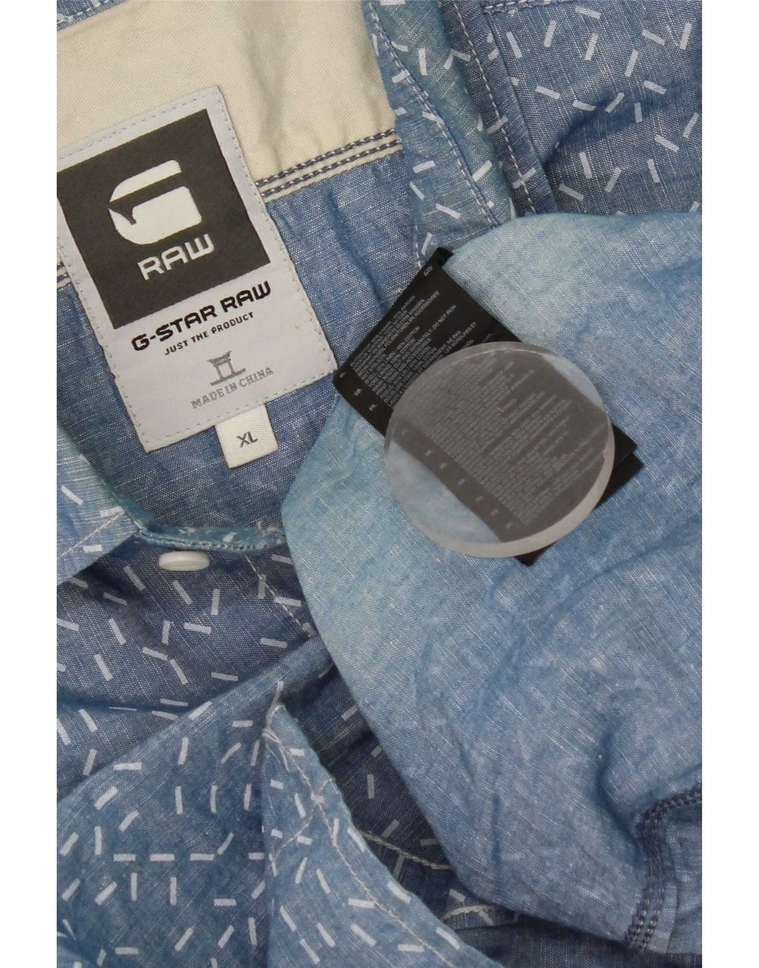 Koszula męska G-Star XL w niebieskie kropki, lniana