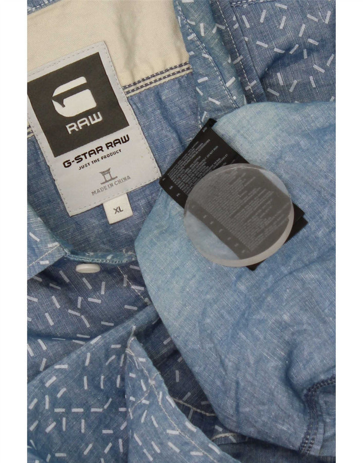 Koszula męska G-Star XL w niebieskie kropki, lniana