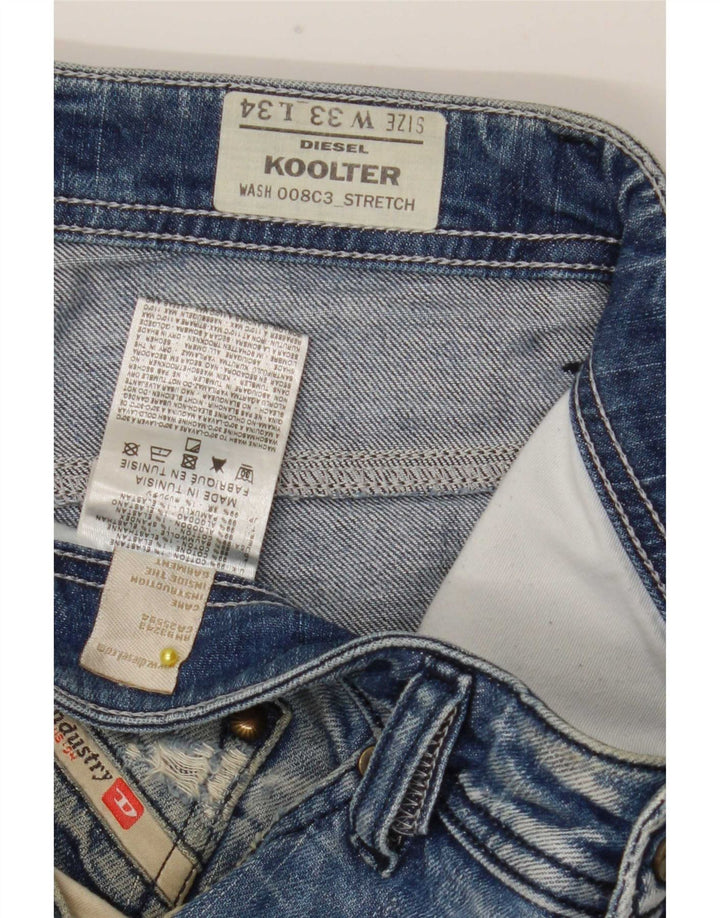 Diesel Męskie Koolter Straight Jeans W33 L34 Niebieskie bawełniane