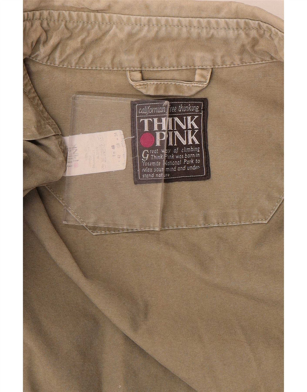 Think Różowa Męska Kurtka Utility UK 34 XS Khaki Cotton