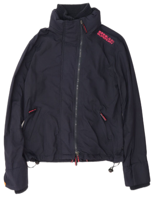 Damska kurtka przeciwdeszczowa Superdry UK 14, średni granatowy nylon