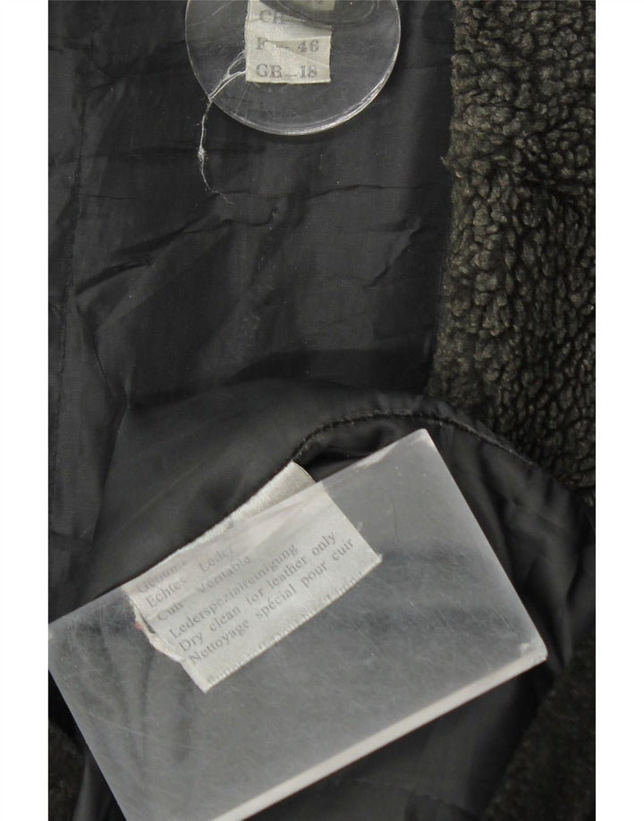 Zamszowy płaszcz damski VINTAGE UK 18 XL, czarna skóra