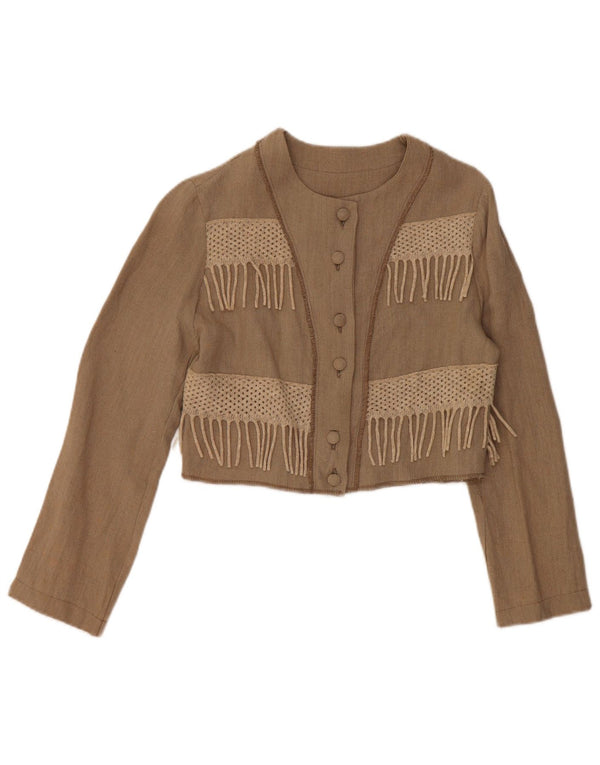 Top damski w stylu vintage, bolerko UK 10, mały beż