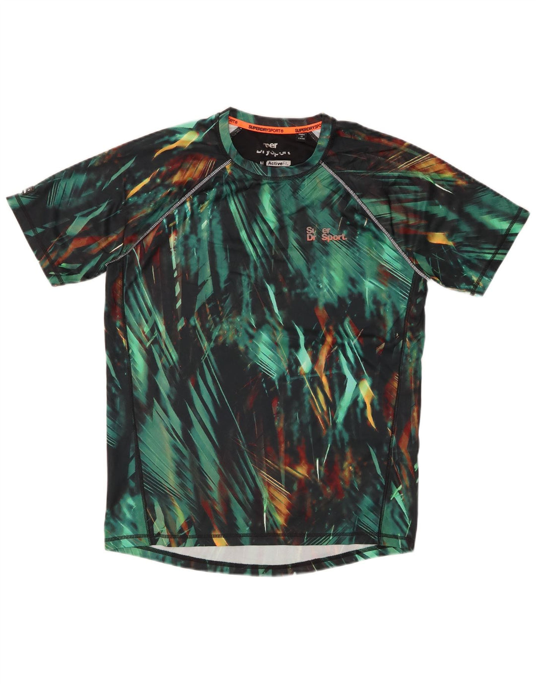 Męska koszulka aktywna SUPERDRY Top w kolorze średniozielonym, geometrycznym