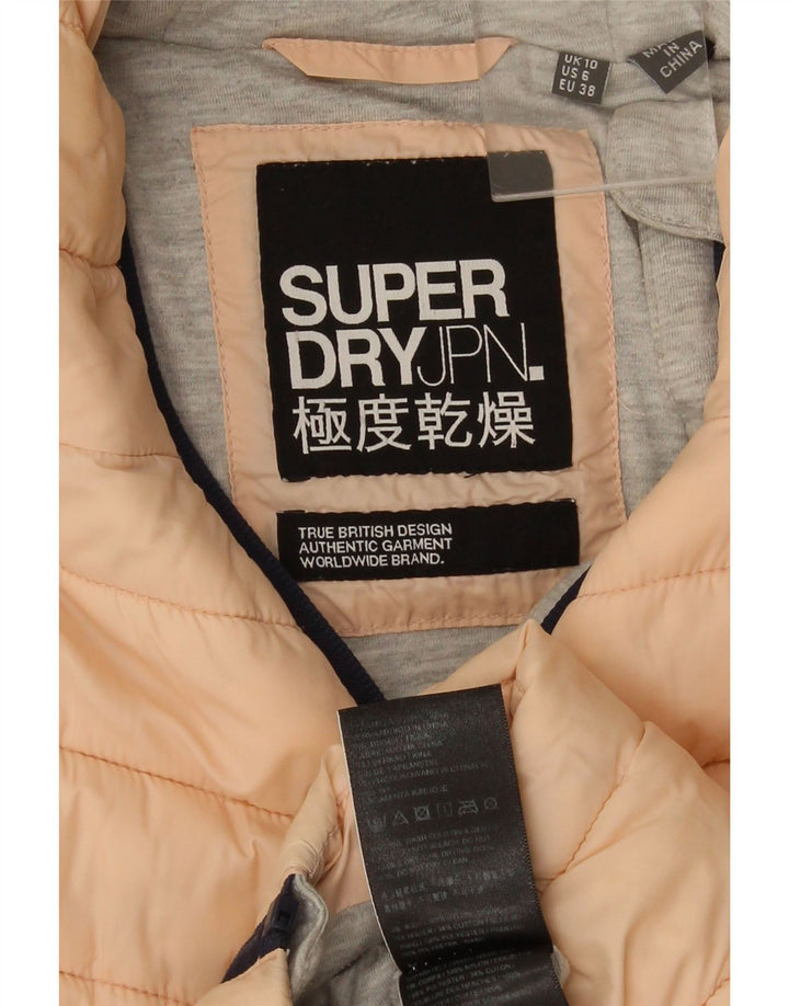 Damska wyściełana kurtka z kapturem Superdry UK 10, mały, różowy nylon