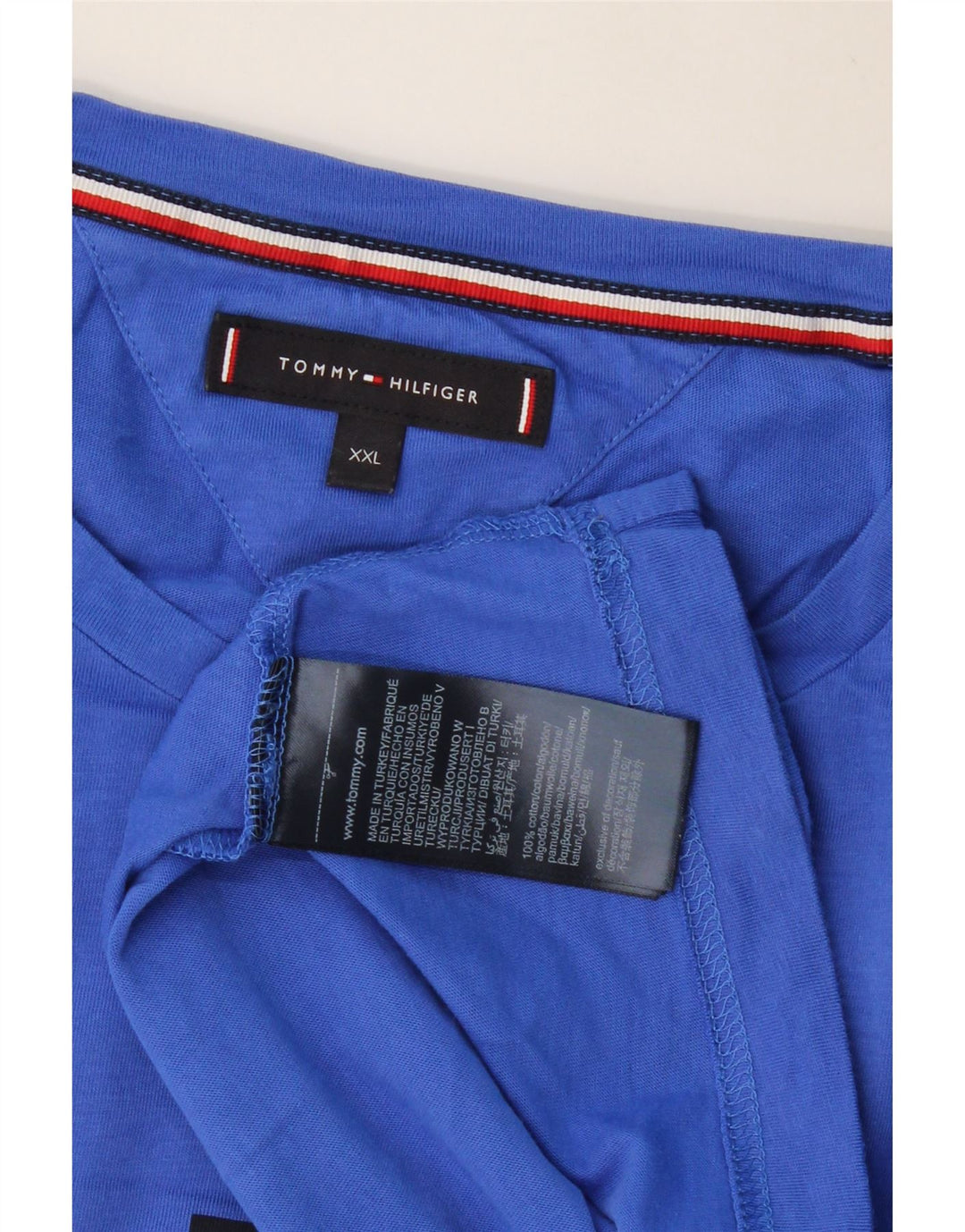 Męska koszulka z grafiką TOMMY HILFIGER Top 2XL, niebieska, bawełniana